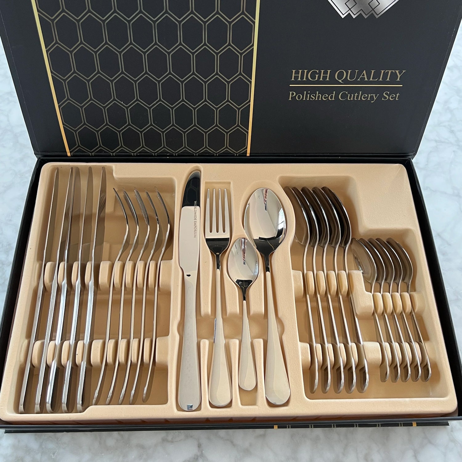 Premium Silver Daily Use Cutlery Set Stainless Steel Luxury Combo Set of 24 Premium Silver Daily Use Cutlery Set Stainless Steel Luxury Combo Set of 24